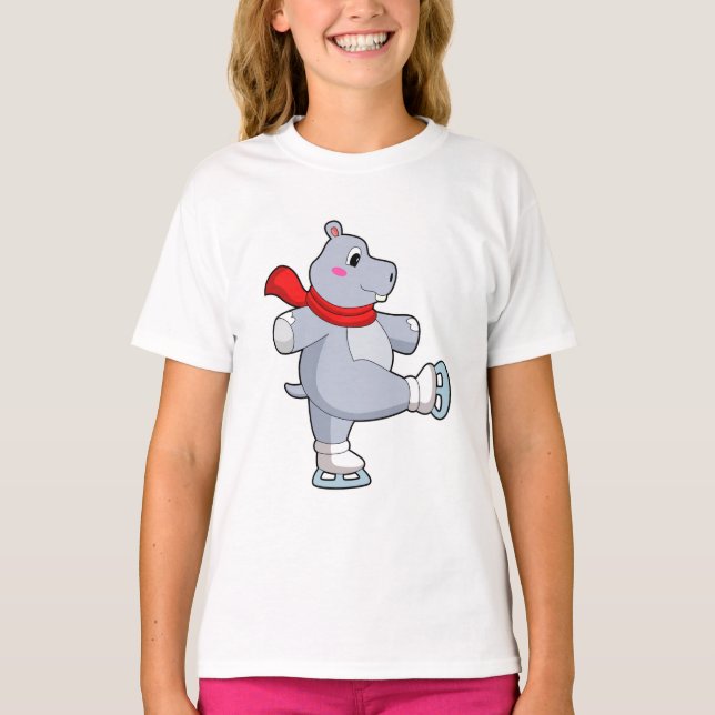 Camiseta Skates de gelo com gelo de Hippo (Frente)
