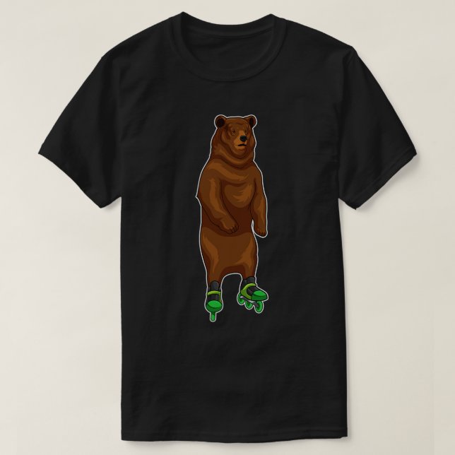 Camiseta Skates do cilindro de skate em linha do urso (Frente do Design)