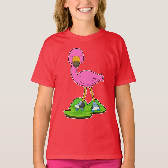 Camiseta Skates do cilindro de skate Flamingo (Frente)