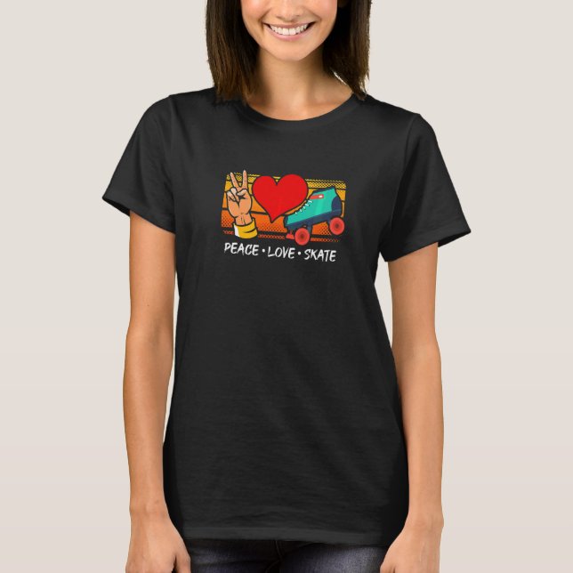 Camiseta Skates Roller de Skate do Peace Love (Frente)