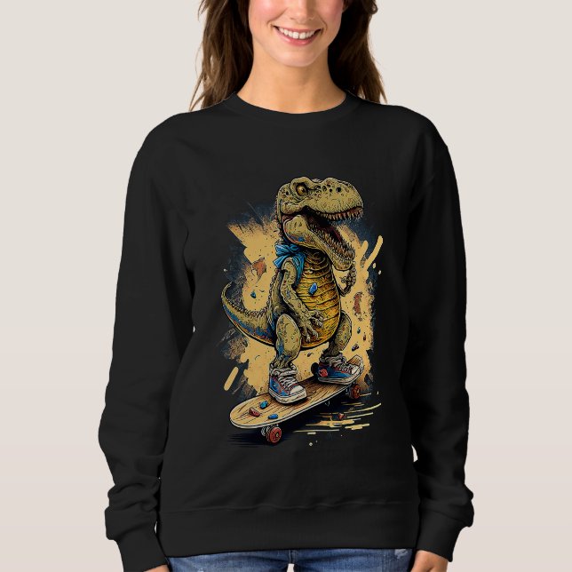 Camiseta Skating Dinosaur rex on Skateboard (Frente)
