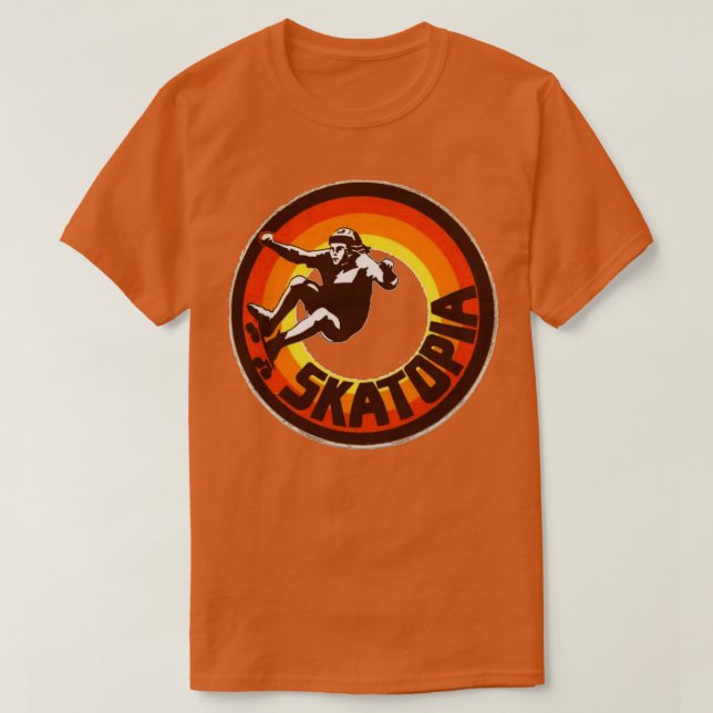 Camiseta Skatopia retro skateboard design (Frente do Design)