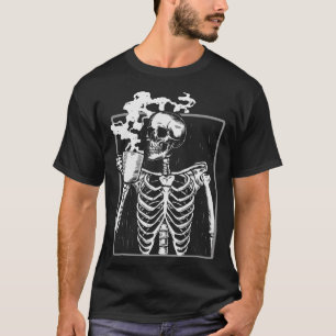 Camiseta SkelBebendo Café Diversão Homens Mulheres Alô