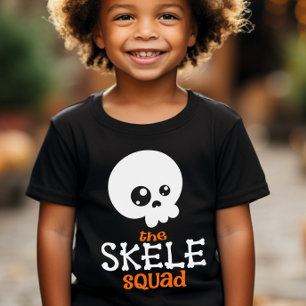 Camiseta Skele Squad Orange Halloween Kids Family Combinaçã