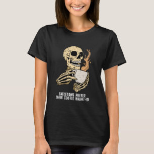 Camiseta SkeletBebendo Café Halloween Ossos Engraçados Skyp