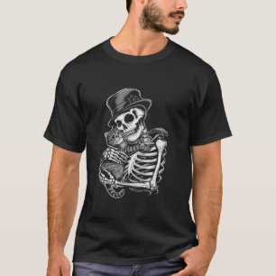 Camiseta Skeletin Cat Skull Cat Halloween Cats Amantes T Sh