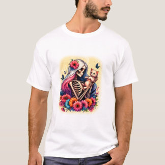 Camiseta Skeleton And Cute Kitten