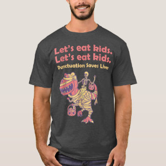 Camiseta Skeleton Andando Mummy Dinossaur Vamos Eat Kids Ha