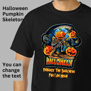Camiseta Skeleton Angel of Death Halloween Pumpkin Crows
