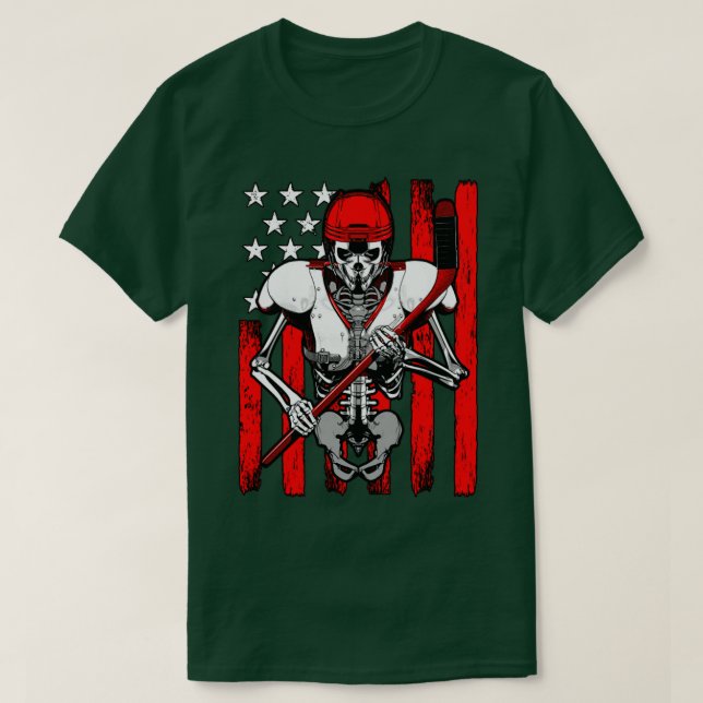 Camiseta Skeleton Atleta do Halloween EUA F (Frente do Design)