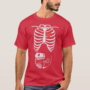 Camiseta Skeleton Baby Dino T-Rex Halloween Gravidez Annou