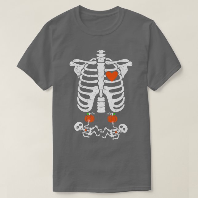 Camiseta Skeleton Baby Pregnant Xray Rib Cage for Fall Hall (Frente do Design)