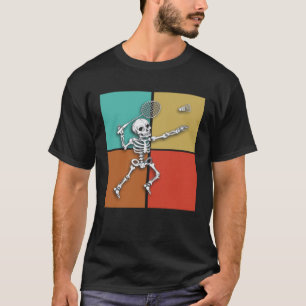 Camiseta Skeleton Badminton Halloween Smash Shuttlecock