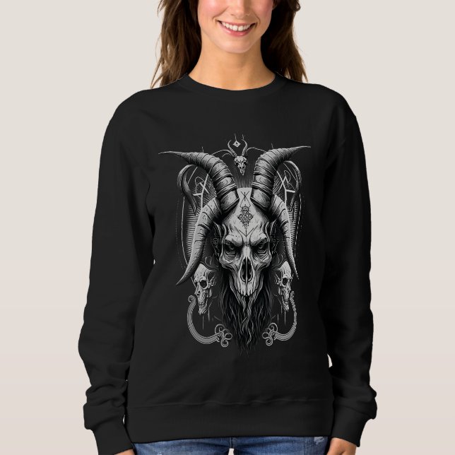 Camiseta Skeleton Baphomet  Occult Gothic Demon (Frente)