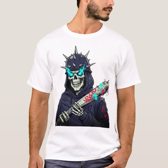 Camiseta Skeleton Baseball Bat Art - Impressão de esportes  (Frente)