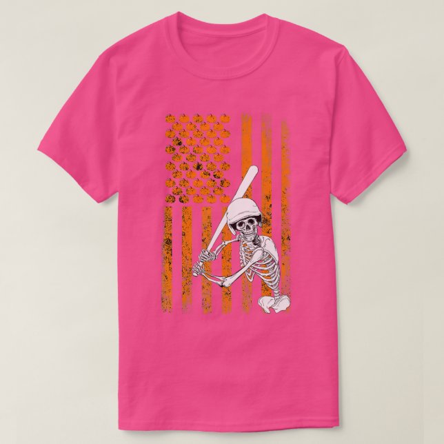 Camiseta Skeleton Baseball Player Fan Skeleton Halloween Ba (Frente do Design)