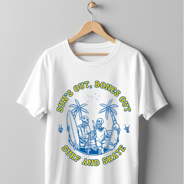 Camiseta Skeleton Beach Vibes Surf e Skate de Verão (Criador carregado)