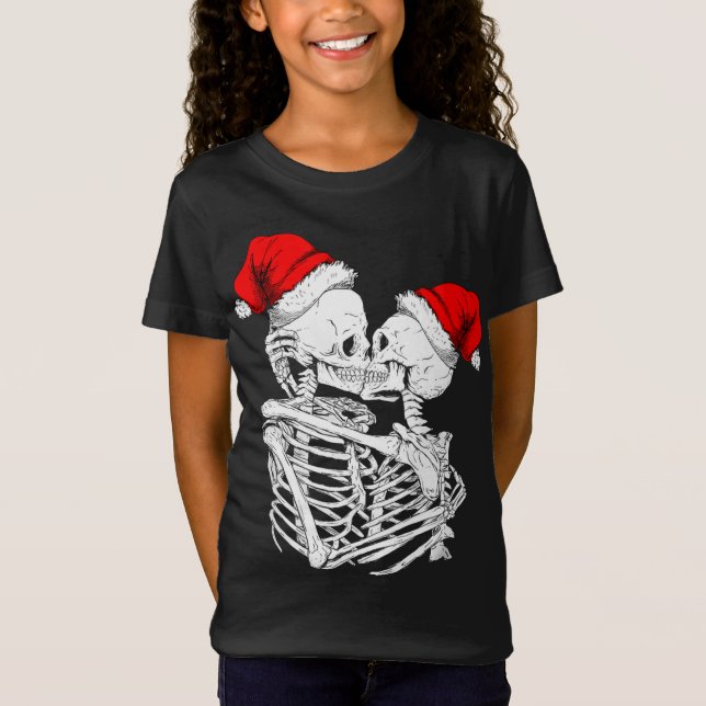 Camiseta Skeleton beijando Natal Pajama Legal Ossos do Crân (Frente)