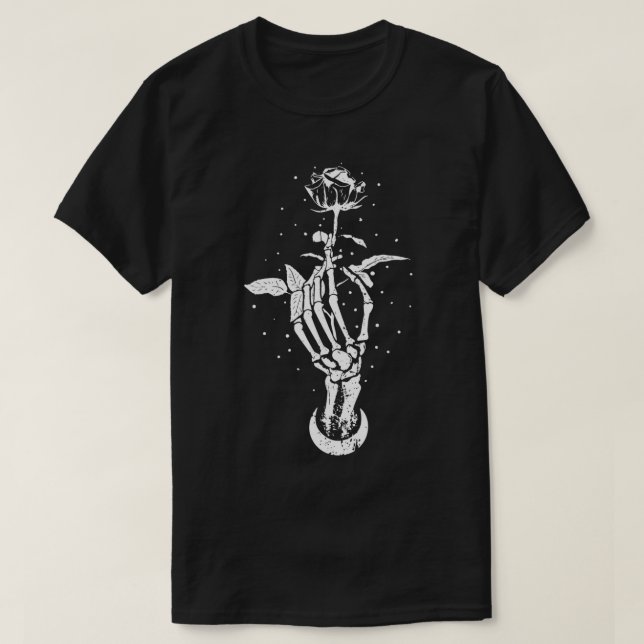 Camiseta Skeleton Blackcraft Moon Rosa Witchcraft Tattoo Ta (Frente do Design)