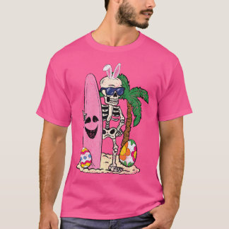 Camiseta Skeleton Bunny Ears Surfer Easter Surf de Caça a O