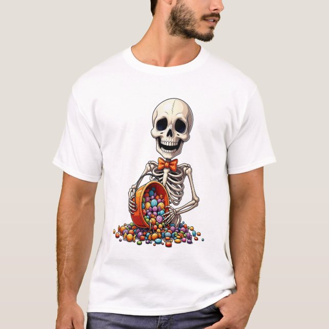 Camiseta Skeleton Candy Bowl Halloween (Frente)