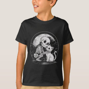Camiseta Skeleton Cat Gatinho de crânio Gótico de bruxos Ha