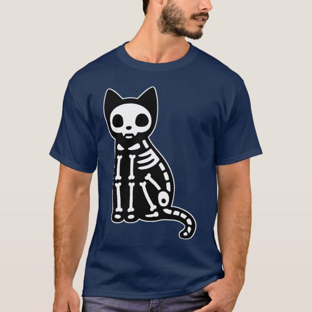 Camiseta Skeleton Cat Halloween (Frente)