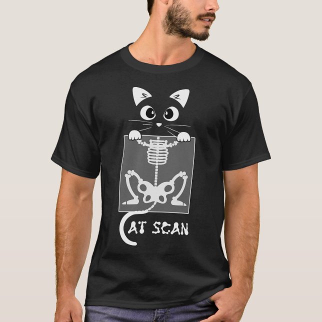 Camiseta Skeleton Cat Scan Ct Scaning Engraçado X Ray Pun M (Frente)