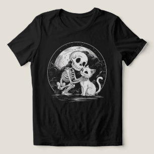 Camiseta Skeleton Cat Skull Gatinho - Halloween de Gótico b