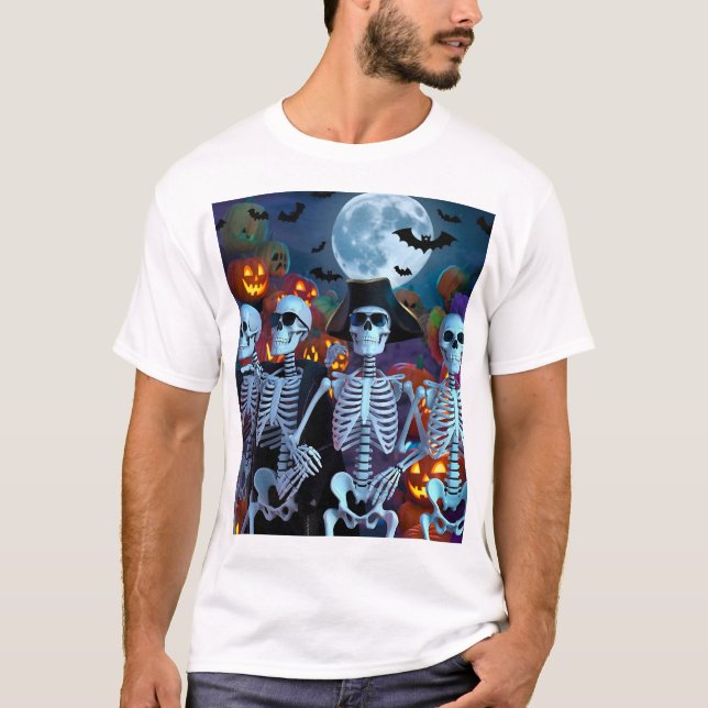 Camiseta Skeleton Dance-Off Halloween (Frente)