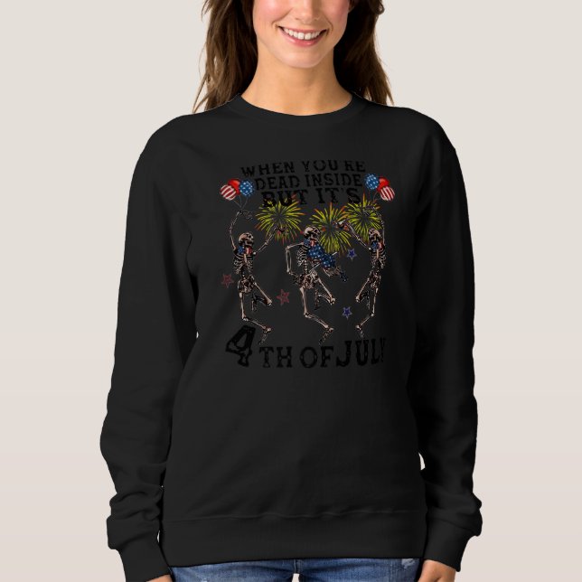 Camiseta Skeleton Dancing Morto Mas é 4 de julho (Frente)