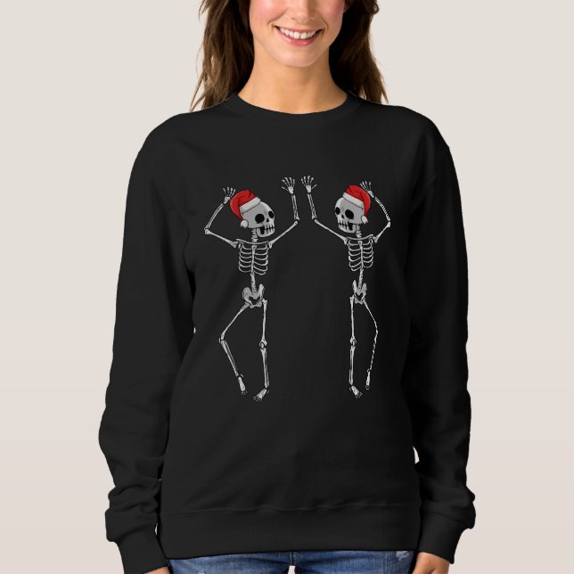Camiseta Skeleton Dancing Santa Hat Christmas Pajama  X Mas (Frente)