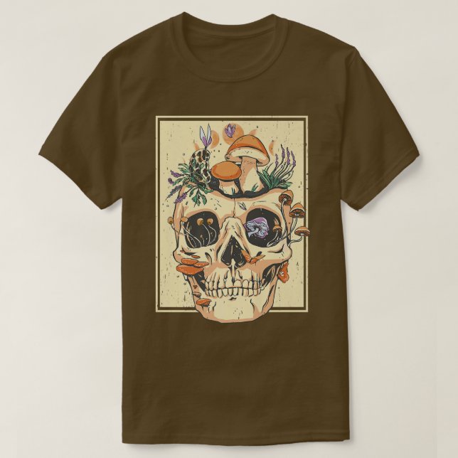 Camiseta Skeleton Dark Academia Natur Plants  (Frente do Design)