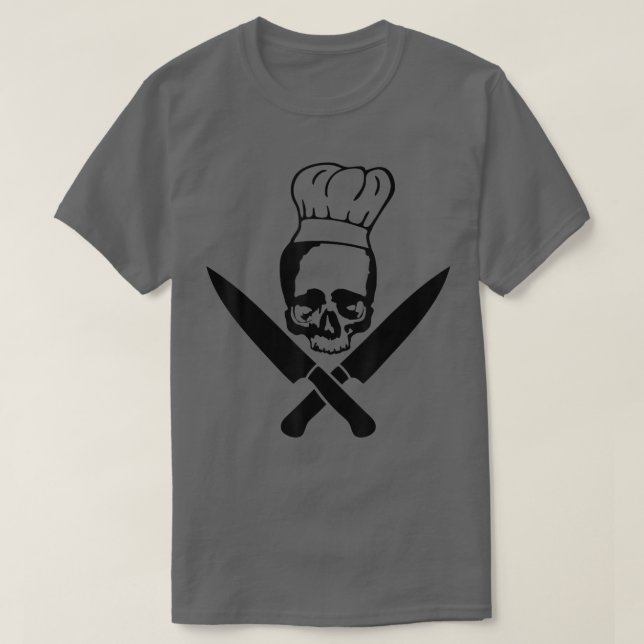 Camiseta Skeleton de cozinha com chapéu de chef e Kn (Frente do Design)