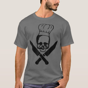 Camiseta Skeleton de cozinha com chapéu de chef e Kn
