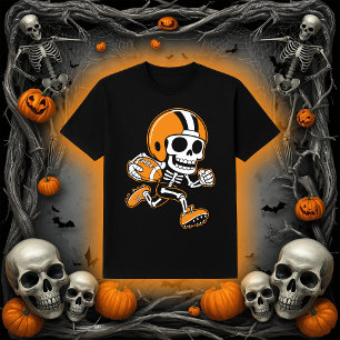 Camiseta Skeleton de futebol Correndo para trás no Hallow