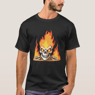 Camiseta Skeleton de queimadura no Morto Retroativo em Fogo