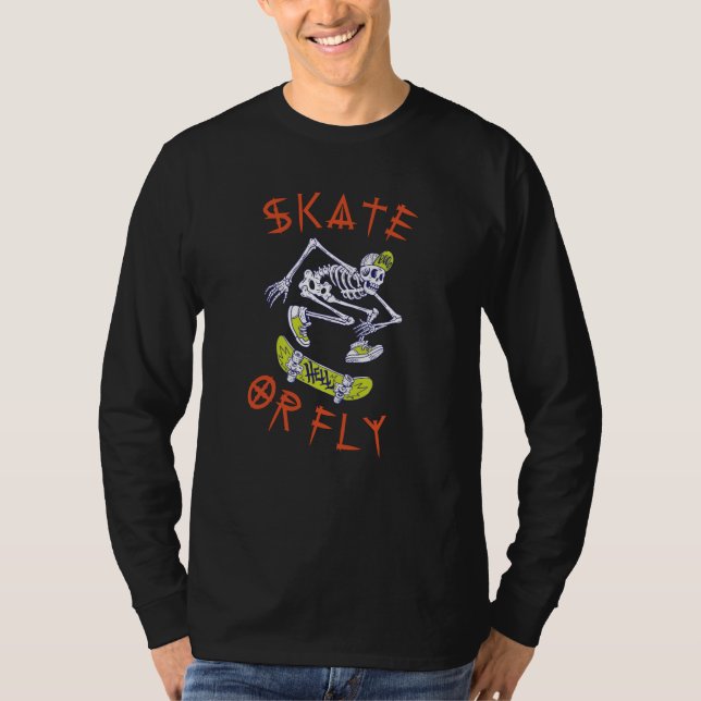 Camiseta Skeleton de skate ou mosca (Frente)