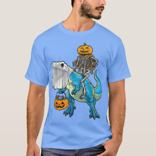Camiseta Skeleton Dinosaur T rex Boys Halloween Mummy Engra