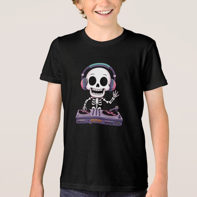 Camiseta Skeleton DJ Halloween (Frente)