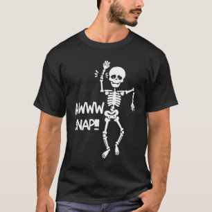 Camiseta Skeleton do Snap do Halloween Perigoso na Mão Queb