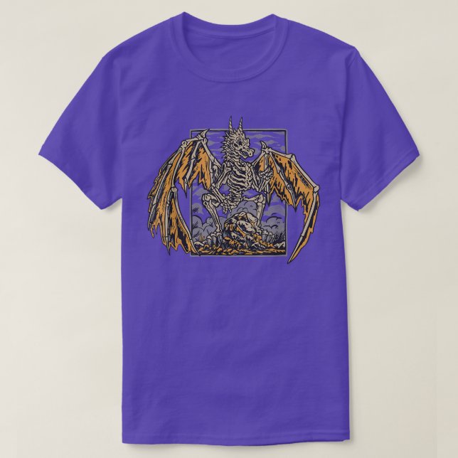 Camiseta Skeleton Dragon Wings Gothic  (Frente do Design)