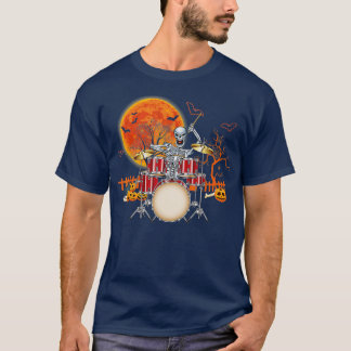 Camiseta Skeleton Drummer Halloween Costume Tocando Tambore