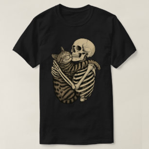 Camiseta Skeleton e abraço de gato assustador - Dia das Bru