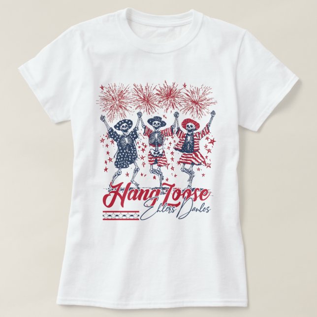 Camiseta Skeleton EDS Mantém Perda De Consciência 4 De Julh (Frente do Design)