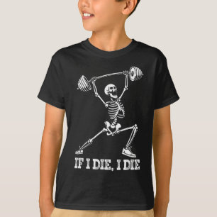 Camiseta Skeleton Elevação Pesos Elevação Sobre-Colagem De 