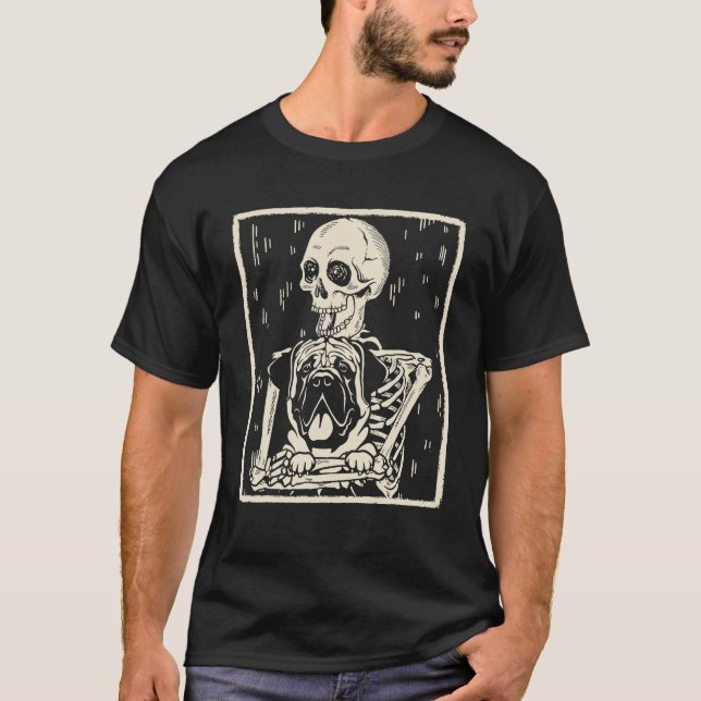 Camiseta Skeleton engraçado abraça o inglês, mastiff Dog Ha (Frente)