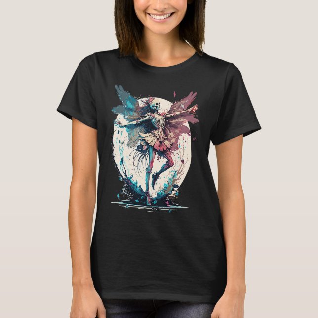 Camiseta Skeleton Fada Gótica Fairycore Grunge (Frente)