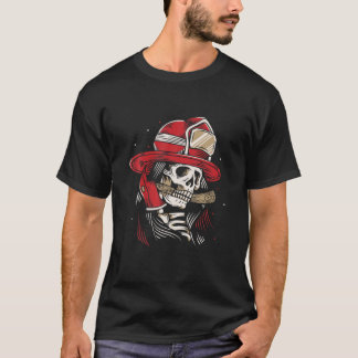 Camiseta Skeleton Firefighter Preguiçoso Halloween Skype