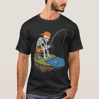 Camiseta Skeleton Fishing Halloween Costume Boys Kids Men